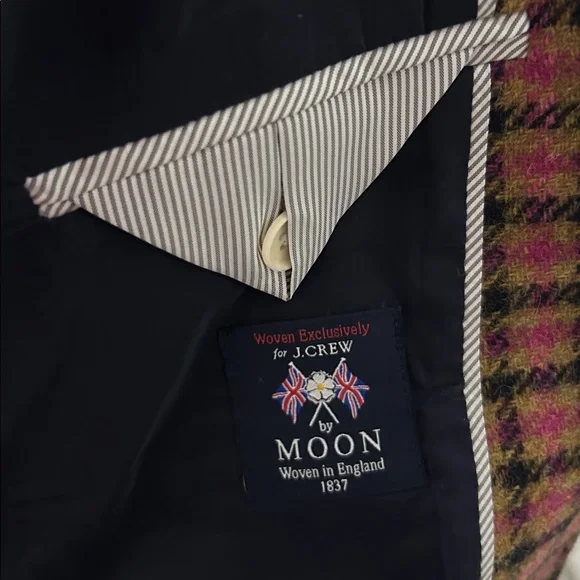 J. Crew Parke Plaid English Moon Houndstooth Wool Blazer
